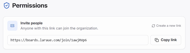 The Invite people card with the invite link