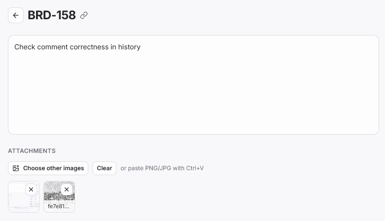 The Attachments section on an issue's detail page