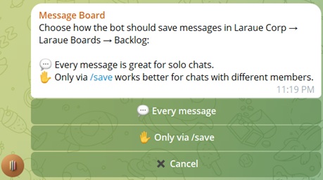 Choosing a save mode as the last step of /link
