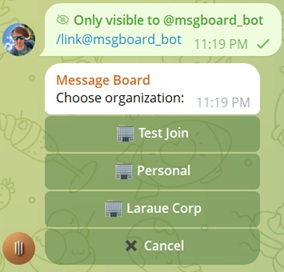 Sending /link in a Telegram chat to start linking it